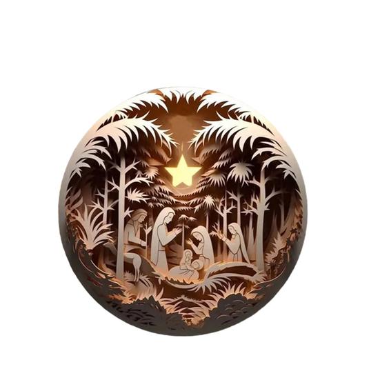 Рождественское украшение Рождества 3D-эффект печати Крытый акрил многоразового использования на открытом воздухе Рождественская елка Круглый Рождение