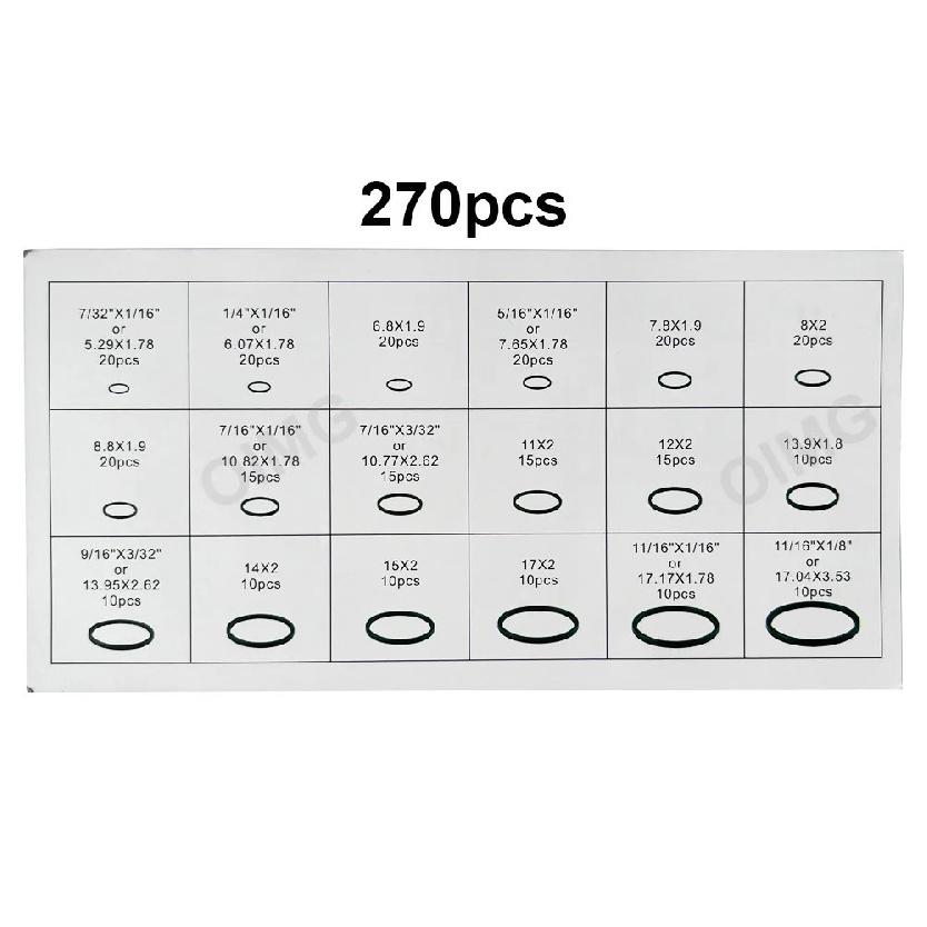 530/270pcs O-ring Set Rubber Gaskets Seal Ring for Car Air Condition Faucet Pressure Plumbing Repair O Ring Washer 18 Sizes