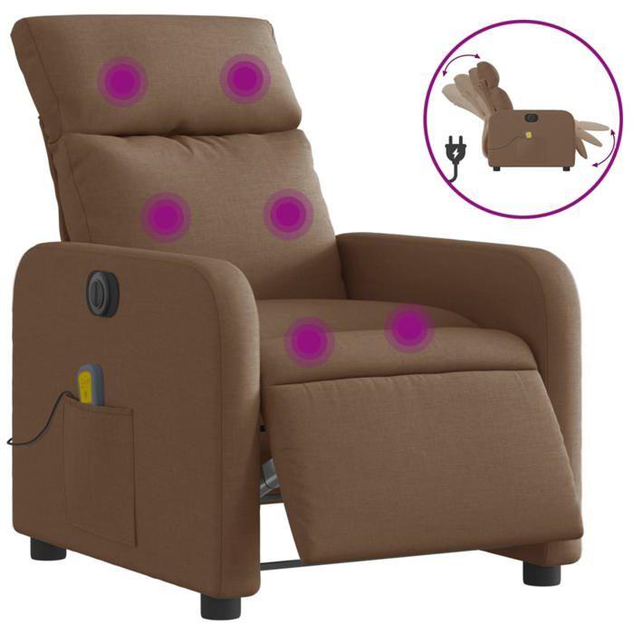 VidaXL Fauteuil Inclinable de Massage Électrique, Chaise de Relaxation avec Dossier et Repose-pied Réglables, Siège de Salon 3206694