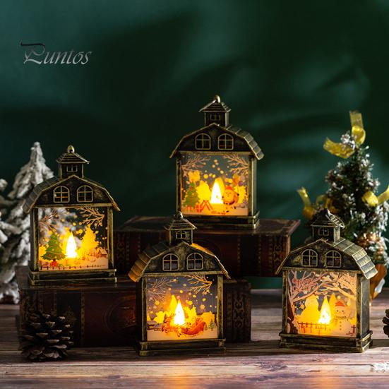 Рождественский Фонарь Снеговик Санта-Клаус Лось Узоры Светодиодные Свечи для Вечерние Домашнего Праздничного Украшения
