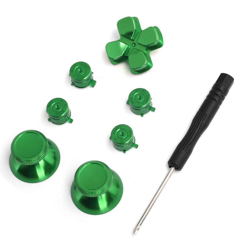 Game Controller Aluminum Alloy Buttons Thumb Stick Set Replacement Parts for PS4Green