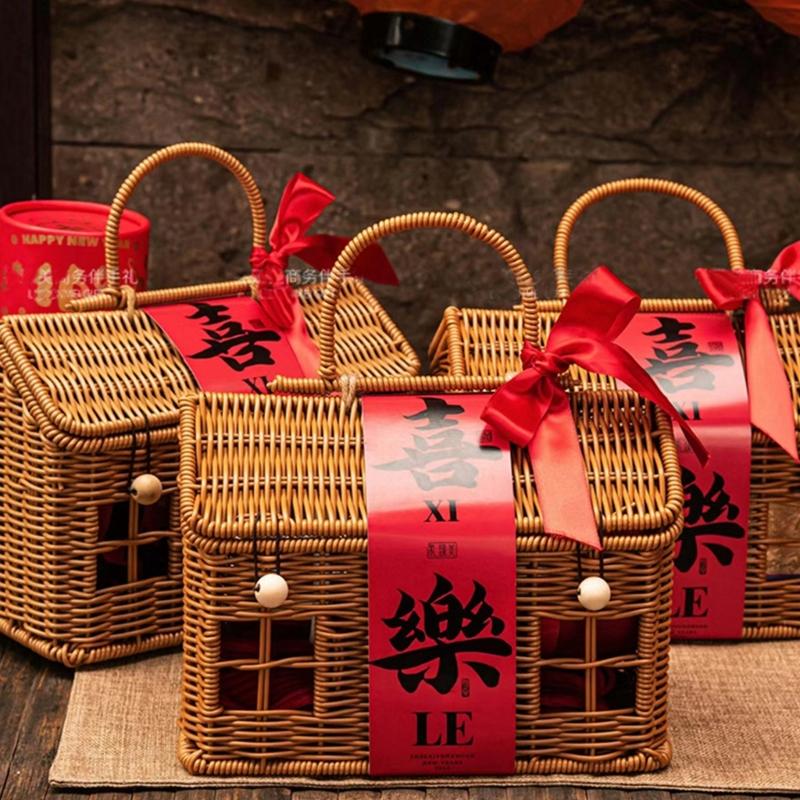 Creative House Shape Woven Rattan Storage Basket Featuring Portable Handle for Home Decors Picnics Gift User Friendly Materials