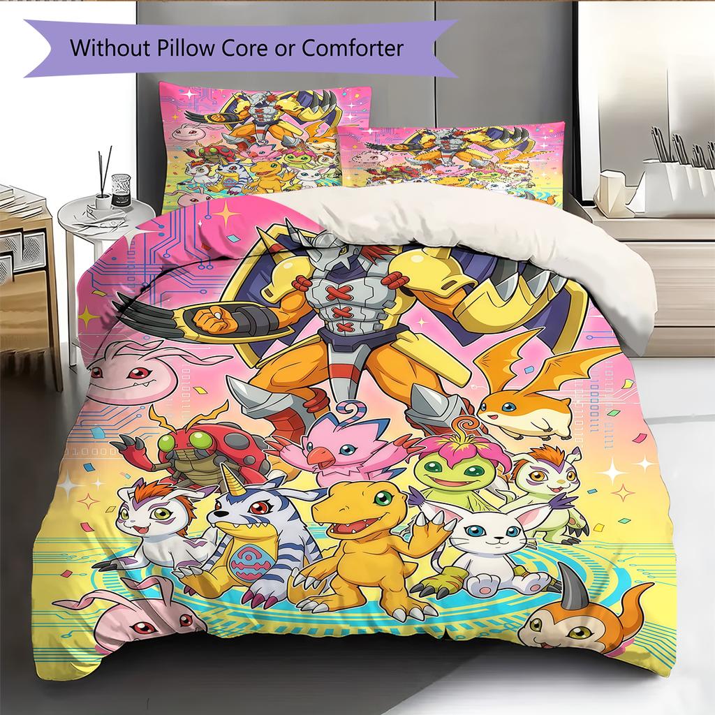 Digimon Adventure Group Art Set Duvet Cover & Pillowcase, Birthday & Holiday Gift.chl