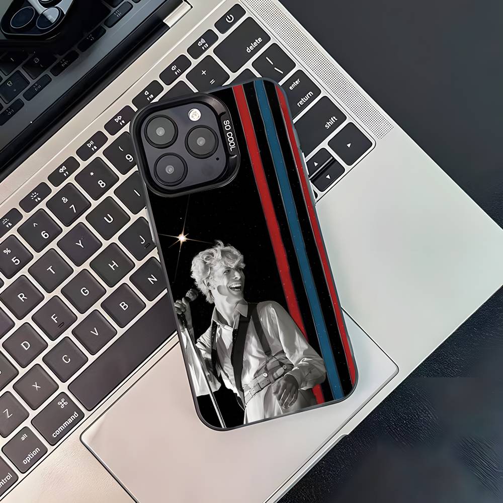 Чехол для телефона D-David Cool B-bowie для iPhone 17,16,15,14,13,12,11,Pro,XS,Max,Plus,Mini,SE4,E Черный Матовый Ударопрочный Чехол