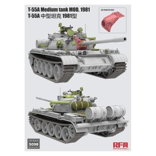 Ryefield Models 1/35 Scale T-55A Medium Tank Mod. 1981 with Working Tracks Plastic Model Kit RFM5098