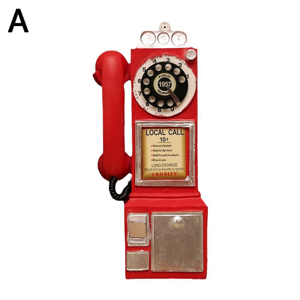 Black Vintage Resin Telephone Decoration Wall Decor Creative Coffee Shop Wall Hanging Ornament Desktop Craft Display