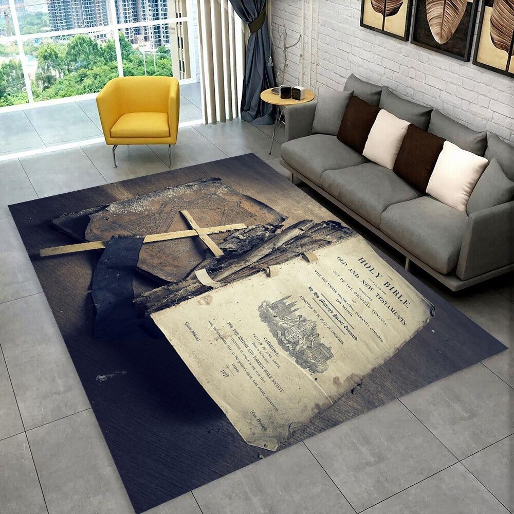 Коврик для молитвы с библейским крестом Иисуса, ковер для дома, гостиной, спальни, дивана, коврик для двери, декор для детской игры, нескользящий напольный коврик, подарок