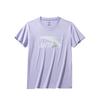 Повседневная Удобная Универсальная Футболка с Коротким Рукавом Женские Топы Свежий-Пурпурный 962528101-4