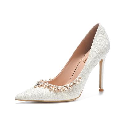 6см 8см 10см Элегантные туфли-лодочки с острым носком, украшенные стразами и кристаллами, шпильки, весна 2025, туфли на высоком каблуке, свадебные туфли, модель для вечеринки