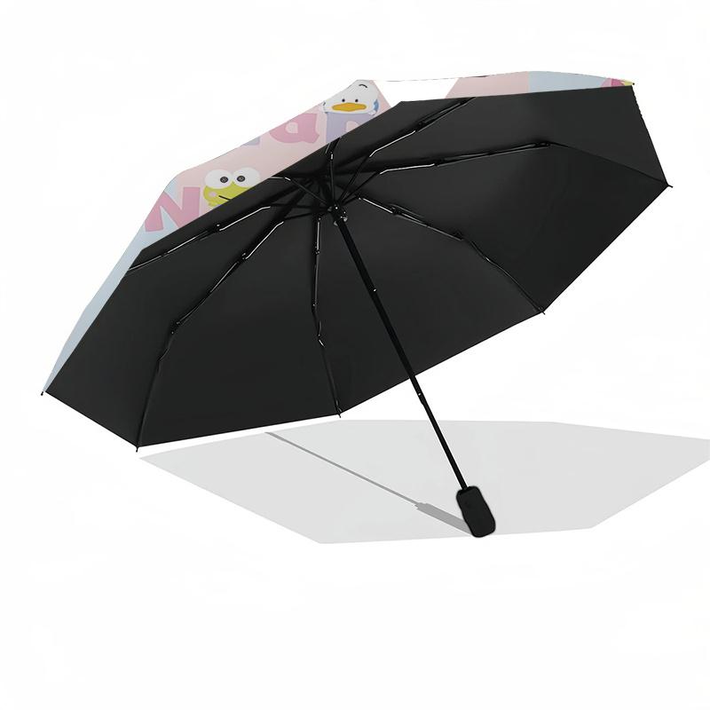 1pc Little Twin Stars Happy New Year Edition Automatic Opening/Closing Umbrella with Convenient Three-Fold Design, 8-Bone Iron Frame, Outdoor Use, Fes