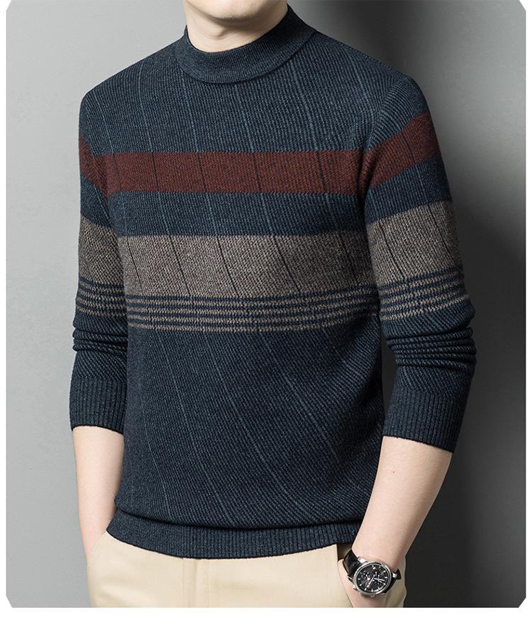 Spring Men'S Young And Middle-Aged Round Neck Thickened Casual Simple Comfortable Soft Knitted Sweater