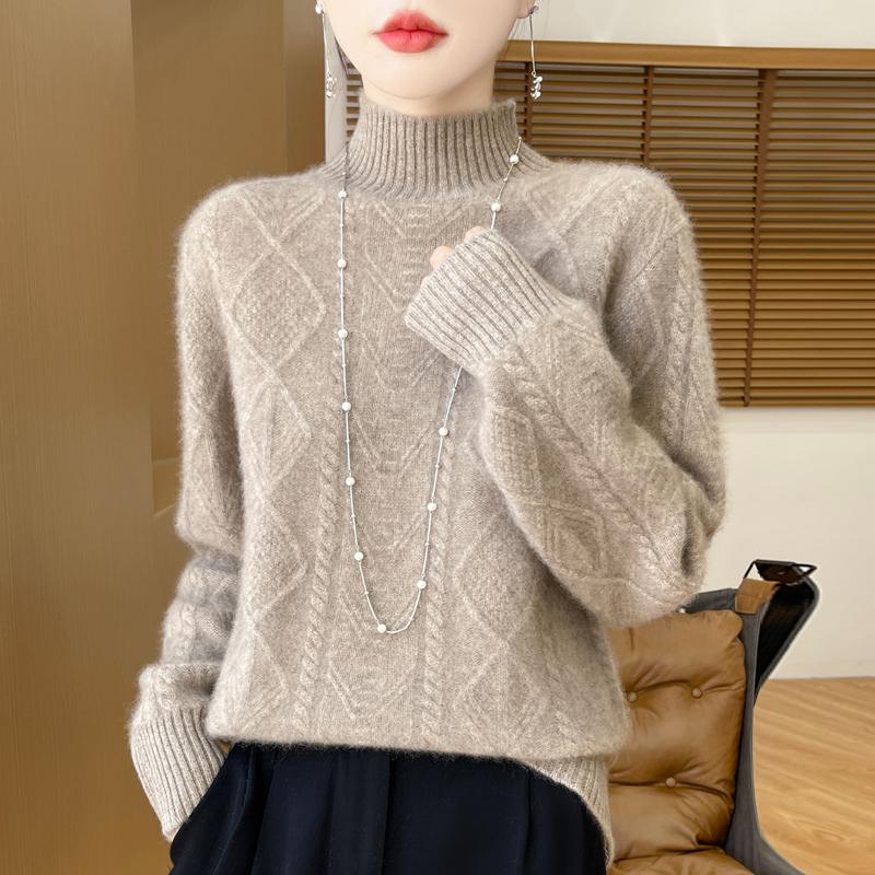 Women Sweater 100% Wool MODERN NEW SAGA Turtleneck Knit Pullover Thick Winter Jumpers Female Knit Tops
