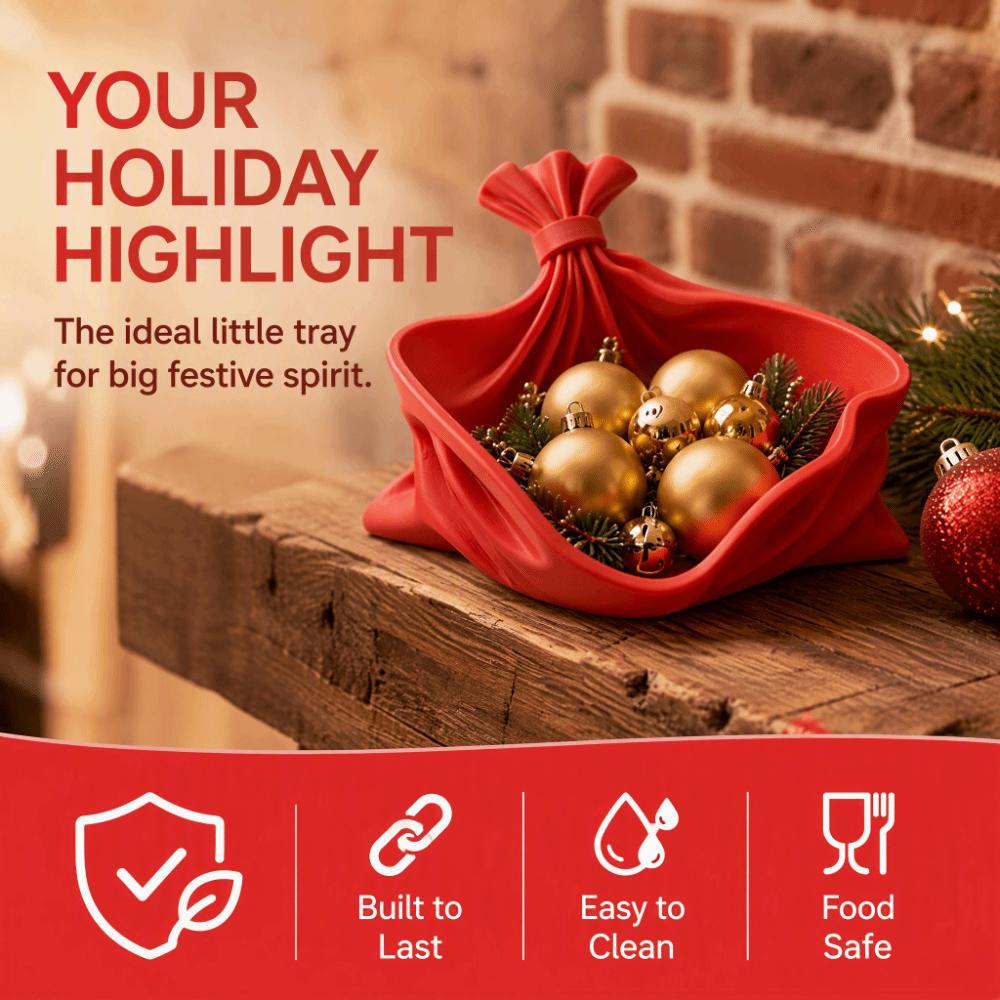 Solid-colored Christmas Decorative Storage Tray Wrinkled 3D Printed Tray Xmas Party