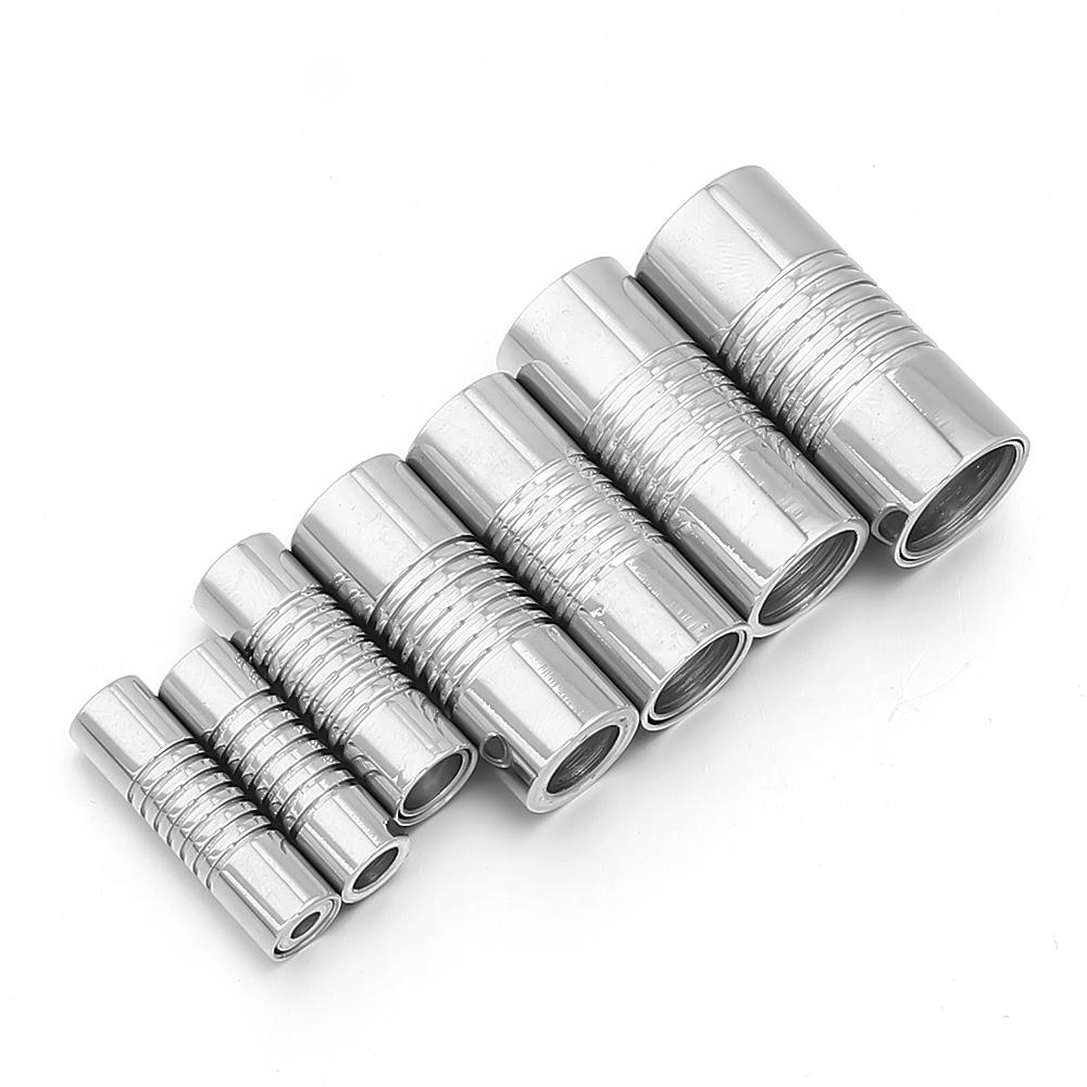5Pcs Stainless Steel Strong Magnetic Clasps Gold Cylindrical Buckle For Round Leather Bracelet Connectors DIY Jewelry Accessory