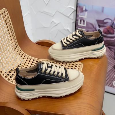 Кожаные туфли Forrest Gump на толстой подошве, женская обувь, весна 2025, дышащая, легкая, увеличивающая рост, маленькая спортивная и повседневная обувь