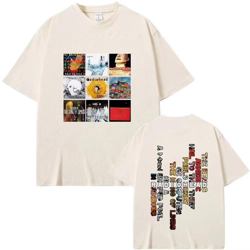Radiohead Band Cotton Mens Oneck Shirt Music Album Graphics Womens Summer Rock Gothic HipHop High Quality Luxury Tshirt