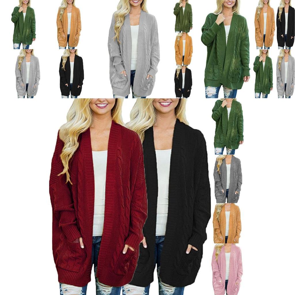 Warm And Chunky Knit Women Cardigan Sleeve Casual Sweater Outwear