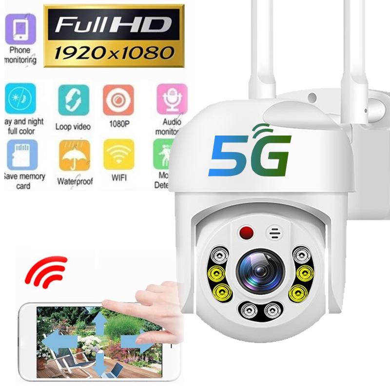 5G 1080P Wi-Fi IP-камера Беспроводная скоростная купольная PTZ IP66 Водонепроницаемая система видеонаблюдения ИК Открытый NetCam Мониторинг Автоматическое отслеживание Полноцветное ночное видение