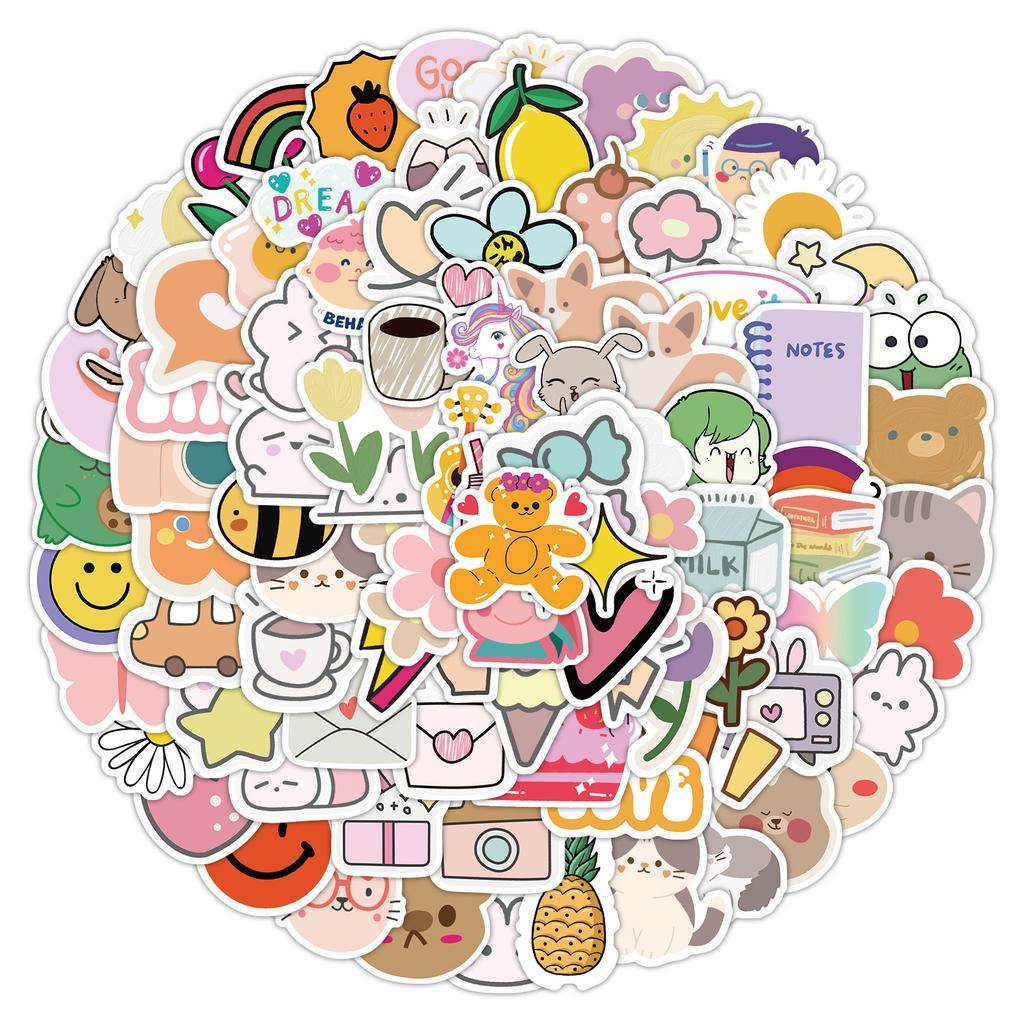 100 INS Style Cute Children's Stickers Pack Skateboard Suitcase Decoration Stickers Waterproof Creative Notebook Handbook