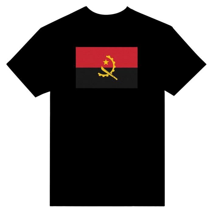 T-shirt - PIXELFORMA - Drapeau de l'Angola - 100% coton - Manches courtes - Col classique
