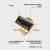 Japanese & Korean Fashion Square Glass Gold Ring In Stainless Steel, Ladies' Design RC-226