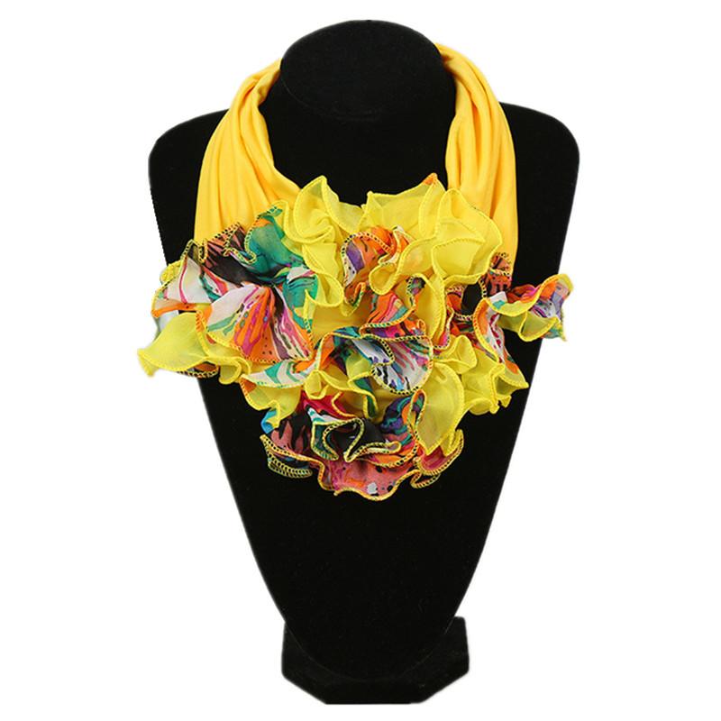 New Trend Women Scarf Floral Collar Scarf Luxury Big Flower Neckerchief Ring Neck Scarves Fashion Bandana Head Hijab For Ladies