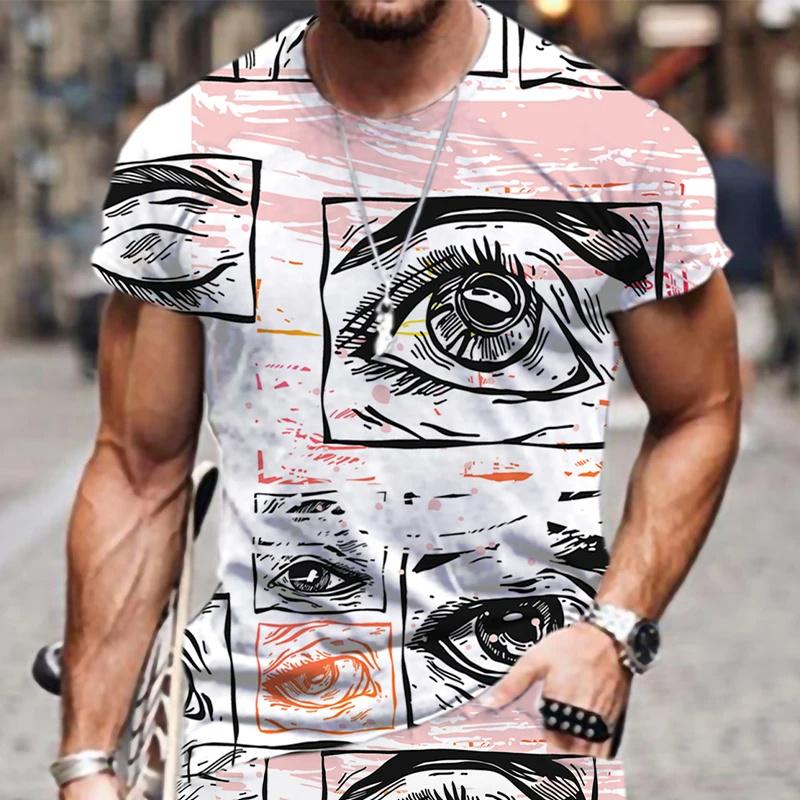 Летняя тенденция ресницы граффити 3D печатная футболка для мужчин повседневная модная футболка уличная мужская дизайнерская одежда негабаритные футболки