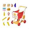 Children's Shopping Cart with 15 Pieces of Play Food for Learning Skills