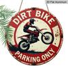 2D Flat 1pc, 8x8 in, Printed Aluminum Metal Signage, Motocross Exclusive Parking Area Theme Decoration, Suitable for Door Decoration, Wall, Home