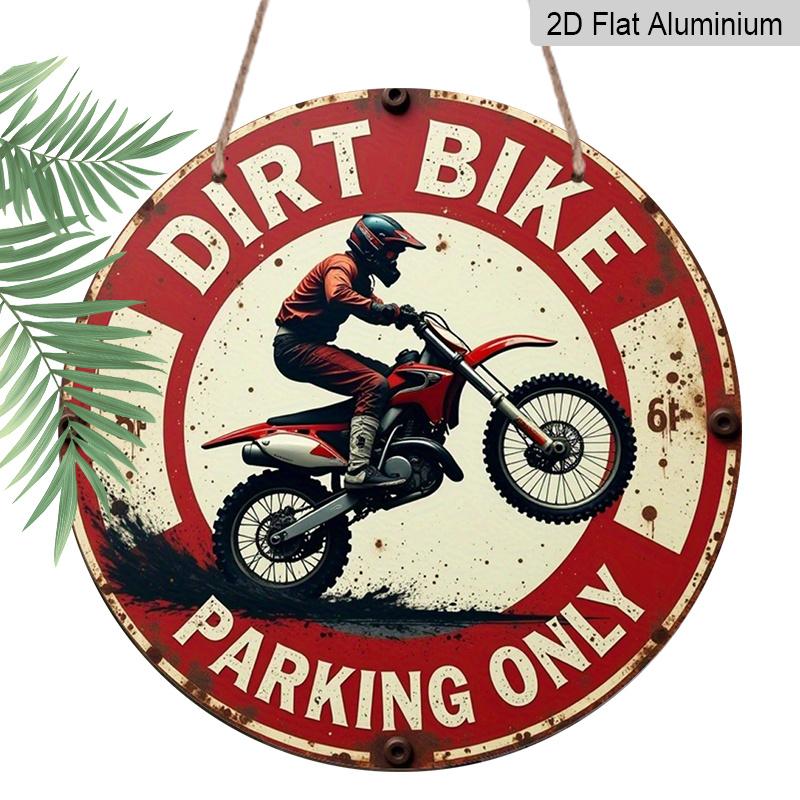 2D Flat 1pc, 8x8 in, Printed Aluminum Metal Signage, Motocross Exclusive Parking Area Theme Decoration, Suitable for Door Decoration, Wall, Home