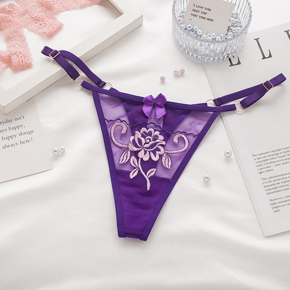 Girls Low waist Intimates Women  T-back Seamless  Briefs Ladies Bandage Thongs Lace Bow Panties