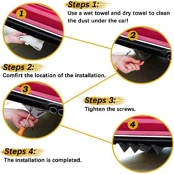 4Pcs Universal Curved Shape Rear Bumper Diffuser Shark Fin Spoiler Trim Covers Decoration Set Lip Wing Splitter, Carbon Fiber