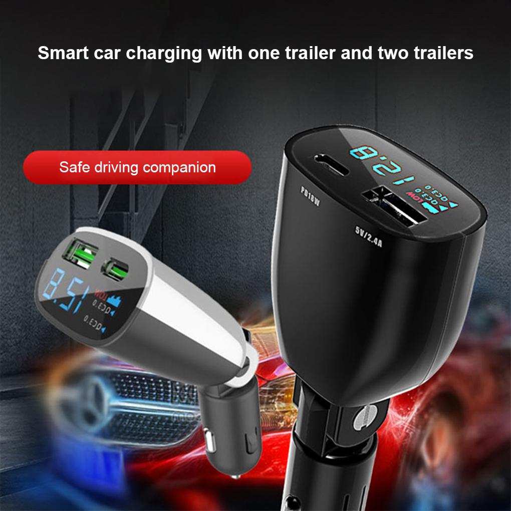 DC 12V-24V Car Charger 2 In 1 Fast Charging Car Charger PD18W QC3.0 Type-C USB Ports Car Charger Adapter