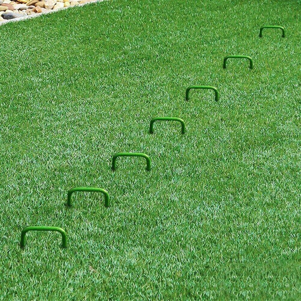 12PCS Garden Stakes Lawn Fixing Nails Green Tent Stakes Securing Pegs for Artificial Grass