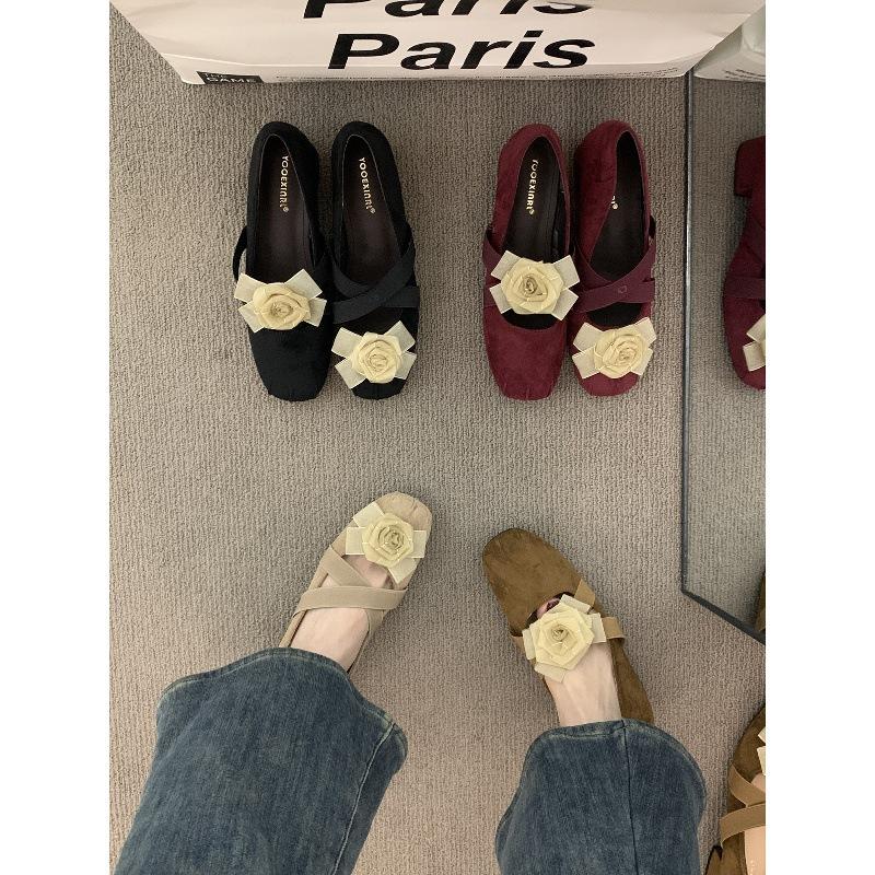 French retro red niche thick-heeled Mary Jane shoes women's shoes 2025 autumn new high-heeled skirt grandma shoes