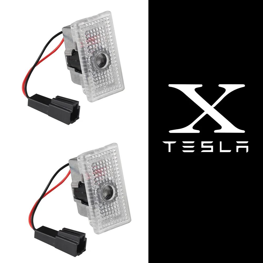 Автомобильная наклейка Tesla 2 шт. Аксессуары для украшения автомобиля Эмблема на дверь автомобиля Светодиодные лампы-проекторы Welcome Lights Для Tesla Model 3 Model Y