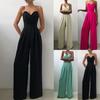 Ladies Jumpsuit Wide Leg High Waist Elegant Deep V Neck Backless Sling Jumpsuit for Banquet