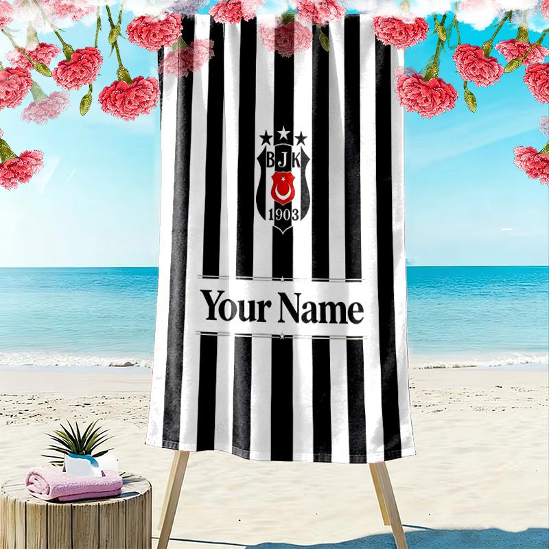 Name Custom Besiktas Print Beach Towel, Large Soft Quick Dry Towel for Beach Camping Swimming