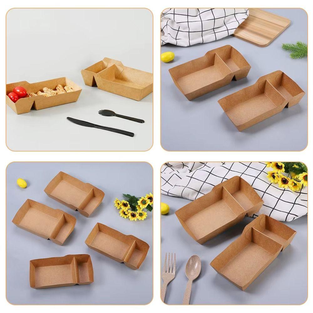 50Pcs Eco-Friendly Disposable Food Serving Tray Take Out Container  Kitchen Tableware