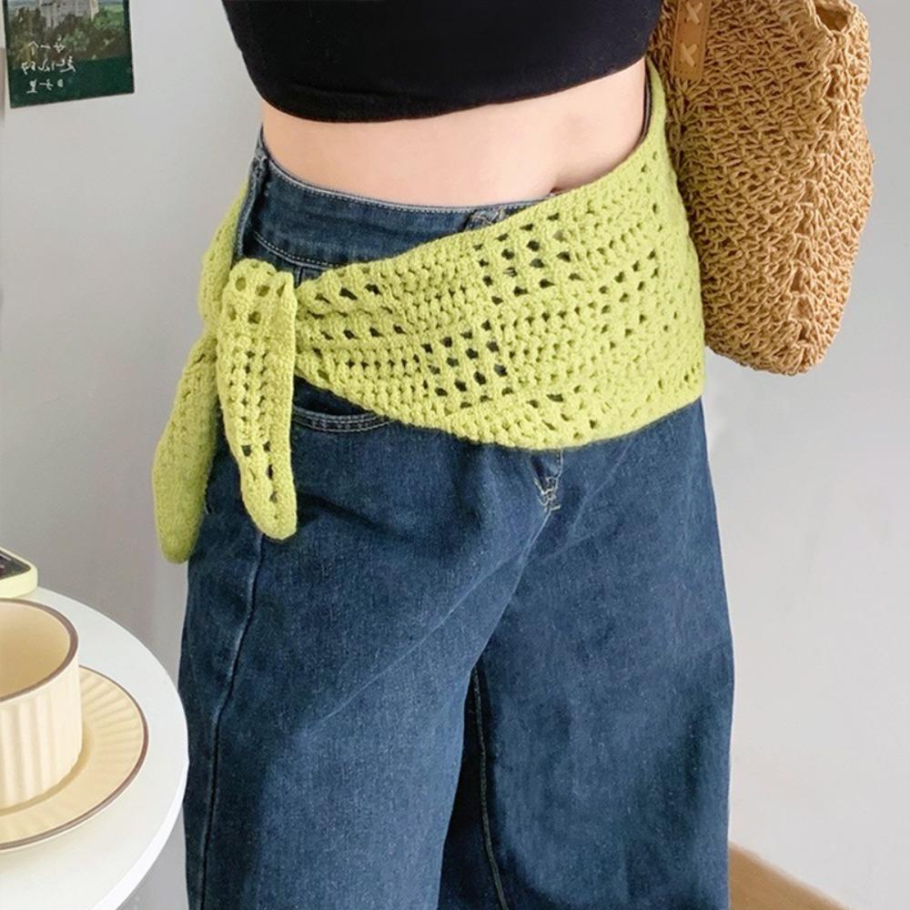 Y2k Design Balletcore Shawl Hollow Knitted Headscarf Retro Triangle Scarf  Female Fashion