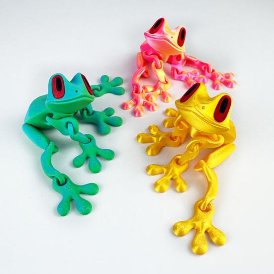 Магнит на холодильник с лягушкой, напечатанный на 3D-принтере, подвижные суставы, игрушка-непоседа в виде лягушки, артикулированное животное