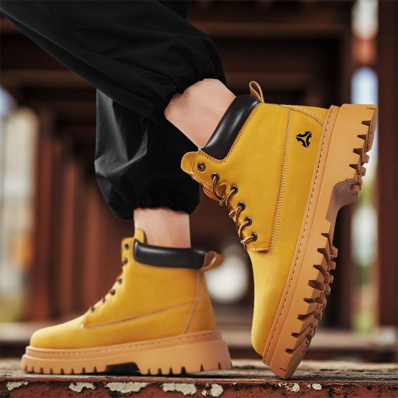 New Fashion Autumn And Winter Men's High Top Martin Boots Students Male Boys Trending Soft Sole Work Shoes Labor Protection Martin Sneakers