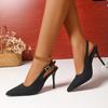 Large Size High Heels Pointed Head Thin Heel Bag Head Empty Buckle Sandals Women's Fashion Temperament Fashion Shoes