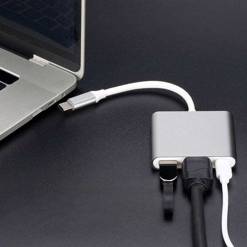 Адаптер Type-C на HDMI 3-в-1 USB C хаб 4K HDMI USB PD зарядка портативные док-станции донгл для проектора монитора
