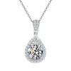 Super Shiny Pear-Shaped Moissanite Pendant with Micro-Inlaid Eight Hearts & Arrows, Platinum-Plated Necklace