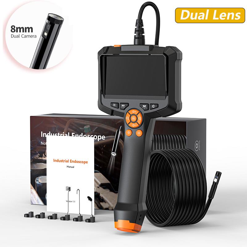 4.3" Endoscope Camera with 8 Light IP67 Waterproof Endoscopic Camera 1080P Handheld Car Inspection Borescope for Engine Pipe