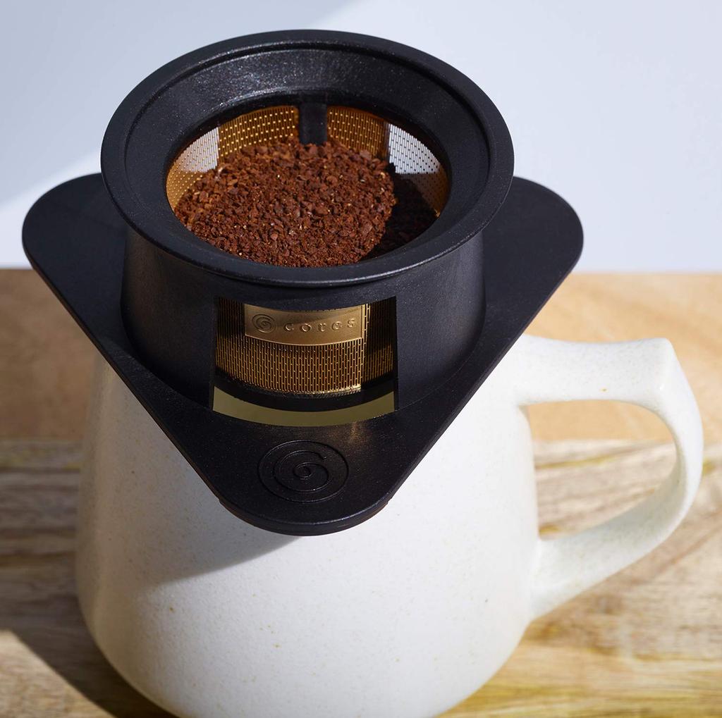 Cores Coffee Dripper, Developed In Collaboration with Maruyama Coffee, Gold Filter, Black, Single Cup, C211BK, No Paper Filter Required, Flavor,