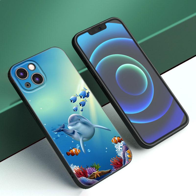Marine Dolphin Phone Case For iPhone Samsung Galaxy Redmi Xiaomi Oppo OnePlus Note S A 7 8 9 10 11 12 13 14 20 21 22 23 53 54 Pro Max Ultra TPU Soft