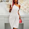 BITCED Женская мода лето весна однотонный принт без рукавов с высокой талией повседневные платья
