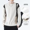 Fall New Trend Japanese Contrasting Color Spliced Round Neck Loose Hoodie Men's Cotton Sports Casual Long Sleeve Top
